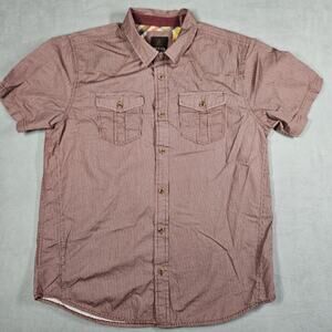 prAna Borla Short Sleeve Shirt Mens Large 100% Organic Cotton Outdoor Hiking Red